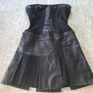 Bebe Faux Leather Mini Strapless Black Dress XS